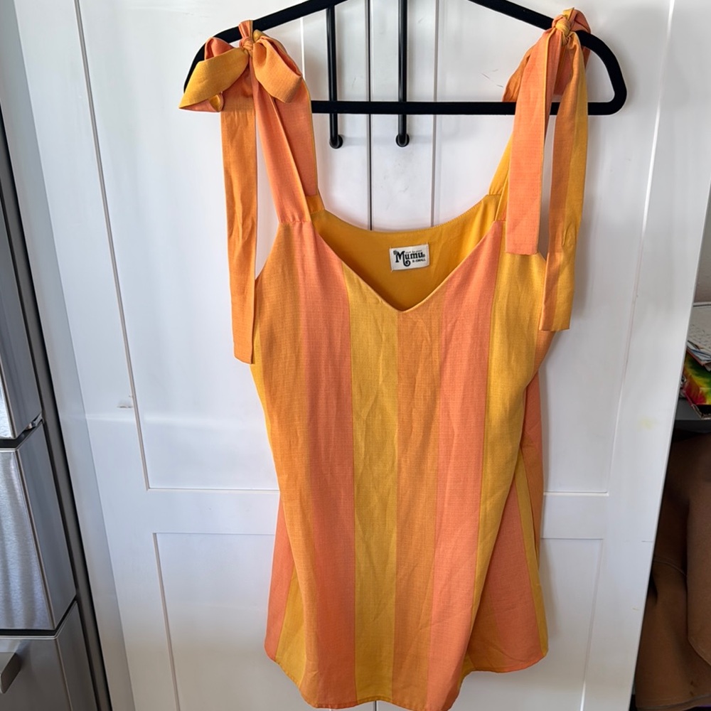 Show Me Your MuMu Orange Sleeveless Tie Front Mini Dress